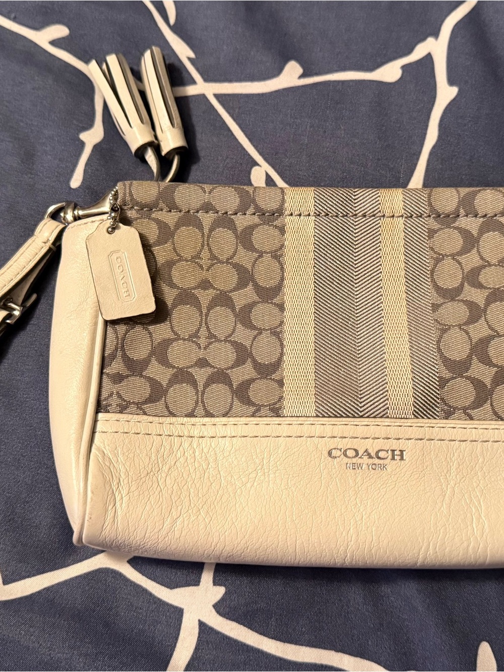 Coach Wristlet, Bone & Silver